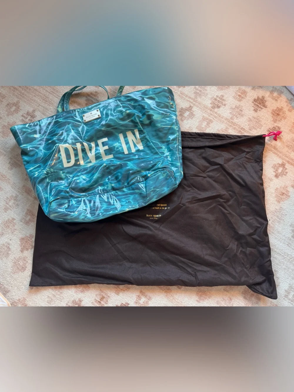 kate spade Teal Pool-Print 'DIVE IN' Coated Canvas Tote
